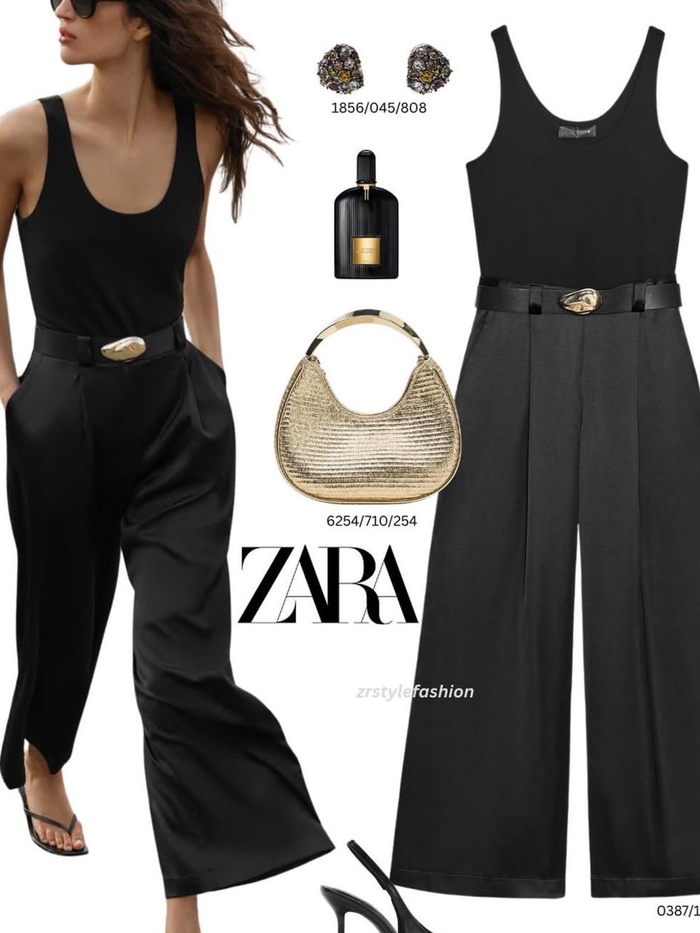 Zara Black Sleeveless Jumpsuit with Statement Belt